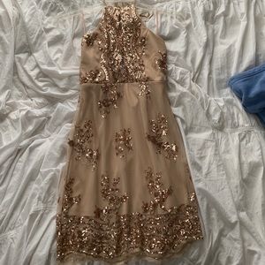 Gold sequin mini dress